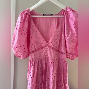 Zara hot pink eyelid midi dress